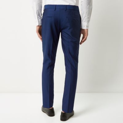 Bright blue skinny suit trousers
